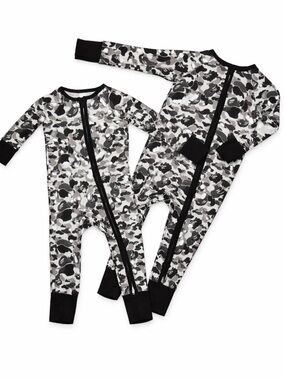 Bape inspired Camo Zip One-Piece Footie bamboo